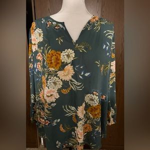 Satin flower blouse